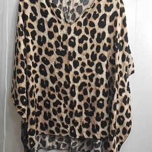 Easel Black and Cream Animal Print Top